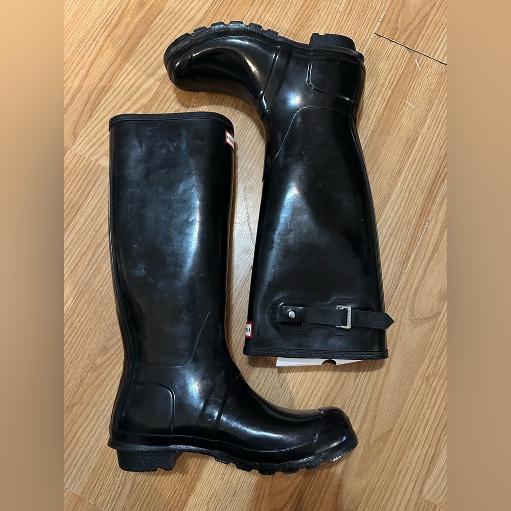 Hunter Womens Black Rubber Rain BOOTS Original Tall 10 Med Wft1000rma - Picture 3 of 8